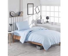 EnLora Home Bettwäsche-Set für Einzelbett 155 x 200 cm Hellblau