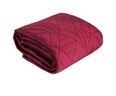 Eurofirany Bettüberwurf Velvet Samt Tagesdecke Gesteppte Decke Überwurf Steppdecke Elegant Edel Glamour Schlafzimmer Wohnzimmer Gästezimmer Lounge, Bordeaux, 220X240cm