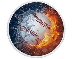 Irisbell Runde Strandtuch Decke Baseball Softball Microfaser Strand Überwurf Tapisserie Yoga Matte mit Quaste Baseball