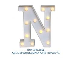 Ogrmar Weißes beleuchtetes Festzelt, LED-Alphabet-Schild für Party, Zuhause, Bar, Hochzeit, Dekoration, Alphabet, Wanddekoration, Buchstabenbeleuchtung N