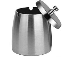 Hoobar Edelstahl Aschenbecher mit Deckel für Zigaretten, Wind- und regendicht, für drinnen und draußen, Schreibtisch Aschenbecher für Zuhause und Büro X-Large