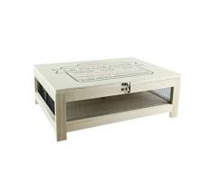 Totally Addict KA2362 Käseschrank mit Serviertablett, Holz/Edelstahl, beige/schwarz, H14,8 x 27 x 39 cm