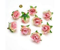 Seidenblumen in großen Mengen, Kunstblumen, Blumenköpfe aus Seide, Staubblatt, DIY Kranz für die Dekoration auf der Hochzeitsfeier, Scrapbooking, Basteln, 30 Stück, 4 cm hellrosa Farbe