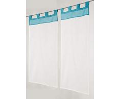 Linder Scheibengardine mit Schlaufen, 60% Polyester, 40% Baumwolle, Blau, 70 x 160 cm