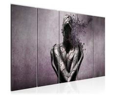 Bilder Abstrakt Mensch Wandbild 200 x 80 cm Vlies - Leinwand Bild XXL Format Wandbilder Wohnzimmer Wohnung Deko Kunstdrucke Violett 5 Teilig - MADE IN GERMANY - Fertig zum Aufhängen 612355b