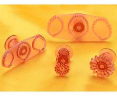 WeiÃ Kunststoff Teig Schaber Dahlia 12638Â Set mit Antirutsch von 4Â Ausstechformen 9Â x 9Â x 4Â cm