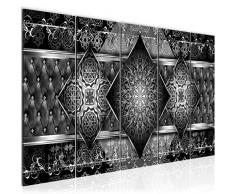 Bilder Abstrakt Mandala Wandbild 200 x 80 cm Vlies - Leinwand Bild XXL Format Wandbilder Wohnzimmer Wohnung Deko Kunstdrucke Schwarz 5 Teilig - MADE IN GERMANY - Fertig zum Aufhängen 023555a