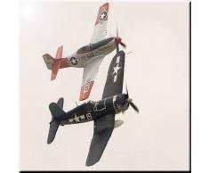 Rikki Knight Vintage Army Fighter Planes Design Art Keramik Fliesen, 4 von 4-Zoll