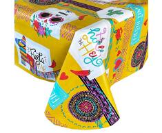 Newbridge Fiesta Southwestern Party Print Vinyl Flanell Rückseite Tischdecke, hell und festlich aufeinander abgestimmt, wasserfest, für Terrasse, Grill, Picknick, Küche Südwest 70 Round Fiesta Time