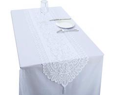 rockcloud Spitze Tischläufer für Hochzeit Bankett Dekoration, Weihnachten Party Tischdeko, Polyester, weiß, 13 x 70