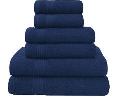 Premium Hotel & Spa, türkisches Handtuch, 100% Baumwolle, 6-teiliges Handtuch-Set für maximale Weichheit und Saugfähigkeit von American Veteran Towel Modern Towel Set - 6 Pack Marineblau