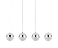 EGLO Pendelleuchte Licoroto, 4 flammige Hängelampe Modern, Elegant, Hängeleuchte aus Stahl, Glas und Granille in Chrom, Satiniert, weiß , Klar, Esstischlampe, Wohnzimmerlampe hängend mit G9 Fassung