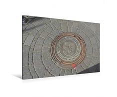 Premium Textil-Leinwand 120 x 80 cm Quer-Format Kanaldeckel Wanddekoration Rüsselsheim am Rhein außergewöhnliches Wandbild Schachtabdeckung Gullydeckel Denkspiel | Wandbild, HD-Bild auf Keilrahmen, Fertigbild auf hochwertigem