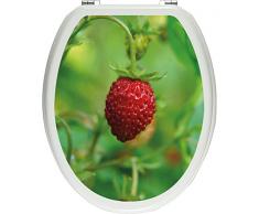 Pixxprint kleine Wilde Erdbeere als Toilettendeckel Aufkleber, WC, Klodeckel - Maße: 32x40 cm, Gläzendes Material Toilettendeckelaufkleber, Vinyl, bunt, 40 x 32 x 0.02 cm