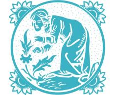 INDIGOS 4051095028031 Wandtattoo w261 Frau, Blume, Oma 120 x 114 cm, türkis