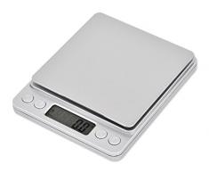 Ace Select Gewicht Maßstab Edelstahl Küchenwaage 2000 g x 0,1 g Digitalwaage mit LCD-Display und 2 Transparente Ablagen