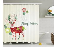 sun-shine Weihnachtsschmuck Collection Abstrakt Rentier mit Muster, Noel Thema Weihnachten Duschvorhang mit Haken, Textil, Christmas 1, 54x78IN