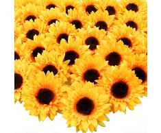AGEOMET Künstliche Sonnenblumenköpfe, gelbe Sonnenblumen, Kunstblumen, gelbe Gerber-Gänseblümchen, für Sonnenblumen, Hochzeiten, Herbst, Party, Blumenkranz, Zubehör