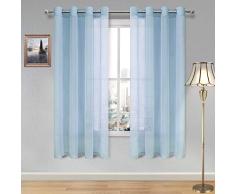 DWCN Vorhang Leinenoptik halbtransparent Voile Ösenvorhang für Wohnzimmer Esszimmer Vorhänge Set von 2 Paneelen 52x63 himmelblau