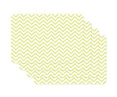 Venilia Tischset Platzset für Esszimmer Weiß und Anisgrün Zick-Zack Muster, 4er Set abwischbar Polypropylen, lebensmittelecht, 45 x 30 cm, 4 Stück, 59076