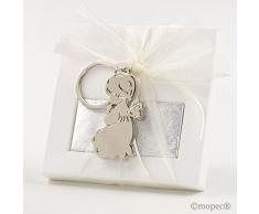 Mopec MB0567 Schlüsselanhänger aus Metall mit Form Engel kniend in Geschenkbox und Pralinen, Pack 22 Stück