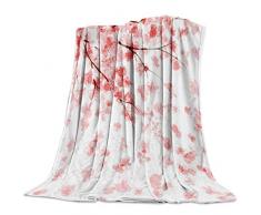 Ultra weiche Flanell-Fleece-Decke für Bett mit Angeln, Köder, Angelhaken, Überwurf, warm, flauschig, leicht, gemütliche Plüsch-Decken für Wohnzimmer/Schlafzimmer 60 x 80 Cherryblossomsin8582