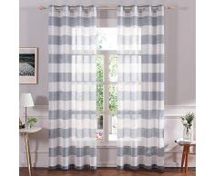 MIULEE Streifenvorhang, durchsichtig, mit Ösen, für Schlafzimmer, Wohnzimmer, Küche, Schiebetür, 2 Paneele, Polyester-Mischgewebe, Graublau, W54xL96