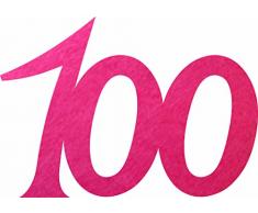 Petras Bastel News 25 x Jubiläumszahl 100 aus Filz pink Streudeko, Fliz, 18 x 12 x 3 cm