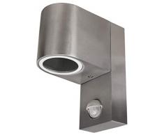 McShine - Wandleuchte | Oval-E | Edelstahl-Optik, IP44, 1x GU10, Bewegungsmelder