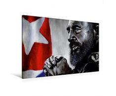 Calvendo Premium Textil-Leinwand 120 cm x 80 cm Quer, FIDEL Castro - FÃ¼hrer der kubanischen Revolution | Wandbild, Bild auf Keilrahmen, Fertigbild auf Echter Leinwand, Leinwanddruck Menschen Menschen
