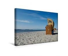 Premium Textil-Leinwand 45 x 30 cm Quer-Format Strandkorb - Impression | Wandbild, HD-Bild auf Keilrahmen, Fertigbild auf hochwertigem Vlies, Leinwanddruck von Tanja Riedel