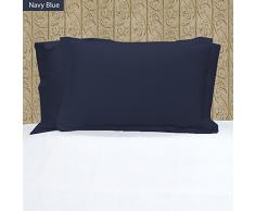 100% ägyptische Baumwolle 2 PC Kopfkissen ~ 400 Fadenzahl massives Muster, baumwolle, marineblau, 20 x 40-Inch