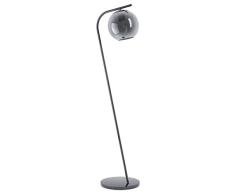 EGLO Stehlampe Terriente, 1 flammige Stehleuchte Modern, Elegant, Standleuchte aus Stahl und bedampftem Glas, Wohnzimmerlampe in schwarz, schwarz-Transparent, Lampe mit Tritt-Schalter, E27 Fassung