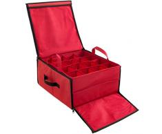 WeRChristmas Aufbewahrungsbox, für bis zu 32 Ornamente, 40 x 40 x 22 cm, Rot