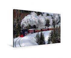 Calvendo Premium Textil-Leinwand 90 cm x 60 cm quer, Brockenbahn bei DREI Annen | Wandbild, Bild auf Keilrahmen, Fertigbild auf echter Leinwand, Leinwanddruck Menschen Menschen