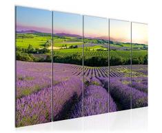 Bilder Sonnenuntergang Landschaft Wandbild 200 x 80 cm Vlies - Leinwand Bild XXL Format Wandbilder Wohnzimmer Wohnung Deko Kunstdrucke Violett 5 Teilig - MADE IN GERMANY - Fertig zum Aufhängen 610755b