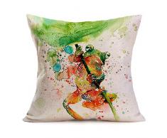 Asamour Watercolor Animal Style Überwurf Kissenbezüge Tiger Muster Baumwolle Leinen Kissen Case Square Home Kissenbezug Sofa Deko 45,7 cm 18 x 18 Frosch
