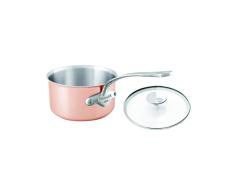 Mauviel 7710.67 16 cm/16 cm Topf mit Deckel aus SS Griff Sauce Pfanne, Kupfer Tri-Ply, Kupfer Metallic