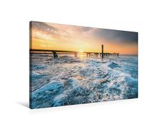 Premium Textil-Leinwand 75 x 50 cm Quer-Format Zugefrorener Jadebusen in Dangast | Wandbild, HD-Bild auf Keilrahmen, Fertigbild auf hochwertigem Vlies, Leinwanddruck von Rainer Ganske Fotografie