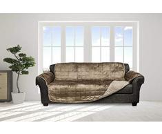 Quickfit Joseph Reynold Loveseat Bezug aus Mikrofaser, wendbar, wasserabweisend, mit Taschen, Schokoladenbraun/Natur, Taupe-Mocca, Sofa Cover