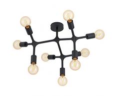 EGLO Deckenlampe Bocadella 1, 9 flammige Deckenleuchte Industrial, Modern, Extravagant, Wohnzimmerlampe aus Stahl in schwarz, Küchenlampe, Flurlampe Decke mit E27 Fassung