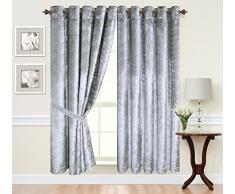 cushion mania Ösenvorhang aus Samt, fertig zum Aufhängen, komplett gefüttert, 167,6 x 137,2 cm, silberfarben