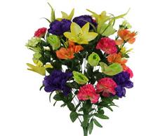 Admired By Nature ABN1B001-FRESH Künstliche Blüte Lilie, Rosenknospe, Nelke und Mutter mit Blumenstrauß, frischer Mix