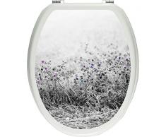Pixxprint Distel Feld im Retro Look schwarz/weiß als Toilettendeckel Aufkleber, WC, Klodeckel - Maße: 32x40 cm, Gläzendes Material Toilettendeckelaufkleber, Vinyl, bunt, 40 x 32 x 0.02 cm