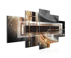 Bilder Abstrakt Wandbild 200 x 100 cm Vlies - Leinwand Bild XXL Format Wandbilder Wohnzimmer Wohnung Deko Kunstdrucke Braun 5 Teilig - MADE IN GERMANY - Fertig zum Aufhängen 021151a