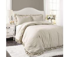 Lush Decor Reyna Steppdecke, gerüscht, 2-teiliges Bettwäsche-Set mit Kissenbezügen King weizenfarben