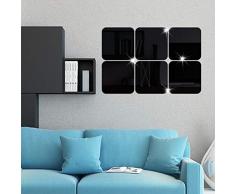 SUNYUM Wandspiegel, dekorativ, unzerbrechlich, Acryl-Spiegel, volle Länge, Wand-Dekoration, Wand-Spiegel-Aufkleber, 6 Stück, kreative Innendekoration, kein echter Spiegel schwarz