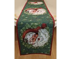Happy Packs Tischläufer mit Weihnachtsmotiv, Stickerei, gewebt, 33 x 137 cm Weihnachtsmann