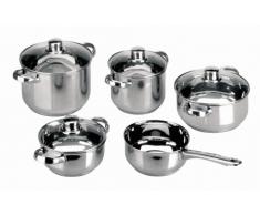 IBILI Topfset Silverline 9-teilig Edelstahl (5 Töpfe und 4 Glas Topfdeckel), Fassungsvermögen: 2 x 1,5 Liter ; 2 x 2,5 Liter; 1 x 4,5 Liter