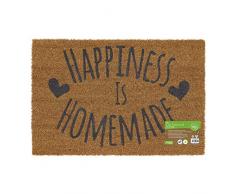 JVL Eco-Friendly Expression Fußmatte mit Latexrückseite, Kokosfaser, Happiness Design, Latex, braun, Einheitsgröße